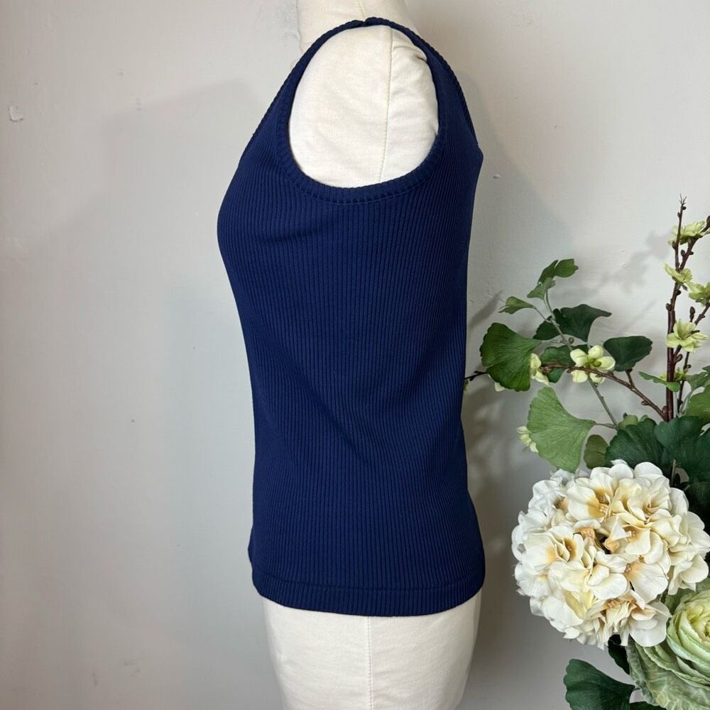 VINTAGE 70s | navy ribbed tank top | Donnkenny | medium - Picture 4 of 10
